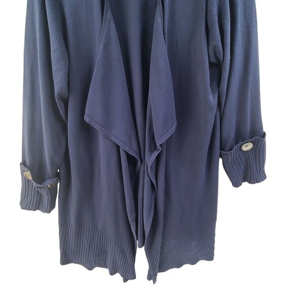 Design History Women's Knit CardiganSweater Open Front Mid Length Blue Size 1X - Picture 2 of 8